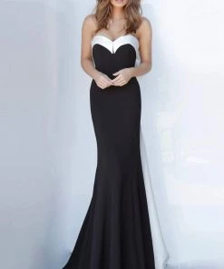Jovani - 12020 Strapless Trumpet Dress With Bow Back Detail 11 Jovani - 12020 Strapless Trumpet Dress With Bow Back Detail