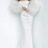 Jovani - 1226 Strapless Trumpet Dress With Feathered Sleeves