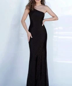 Jovani - 1248 Beaded One Shoulder Sheath Dress