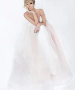 Jovani - 1310 Spaghetti Straps Sheer Embroidered Bodice Tulle Ballgown 11 Jovani - 1310 Spaghetti Straps Sheer Embroidered Bodice Tulle Ballgown