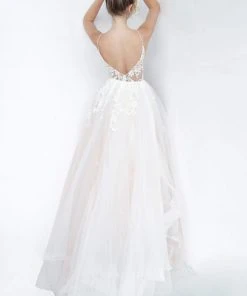 Jovani - 1310 Spaghetti Straps Sheer Embroidered Bodice Tulle Ballgown 9 Jovani - 1310 Spaghetti Straps Sheer Embroidered Bodice Tulle Ballgown