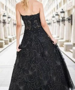 Jovani 14913 - Strapless Applique Corset Prom Dress