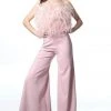 Jovani - 1542 Feathered Strapless Jumpsuit 1 Jovani - 1542 Feathered Strapless Jumpsuit