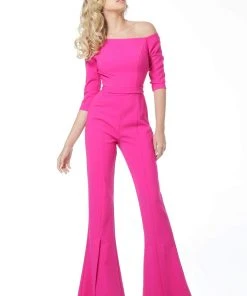 Jovani - 1867 Off-Shoulder Crepe Jumpsuit