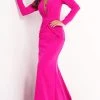 Jovani - 1892 Deep V Neck Long Sleeve Faux Two-Piece Evening Dress