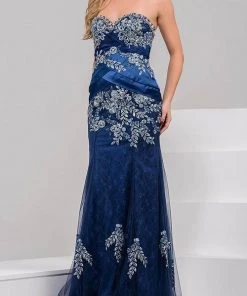 Jovani - 1921 Embellished Sweetheart Silk Long Mermaid Gown