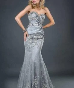 Jovani - 1921 Embellished Sweetheart Silk Long Mermaid Gown