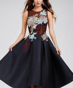 Jovani - 23695 Multi-Colored Sheer Jewel A-line Dress