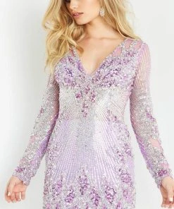 Jovani - 27205 Sequined V-neck Sheath Dress