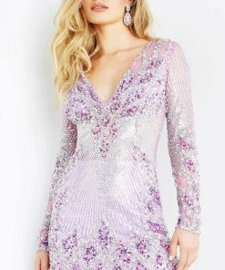 Jovani - 27205 Sequined V-neck Sheath Dress