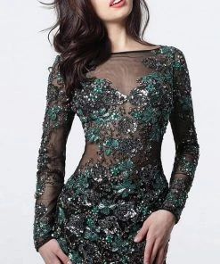 Jovani - 3011 Embellished Long Sleeve Fitted Dress