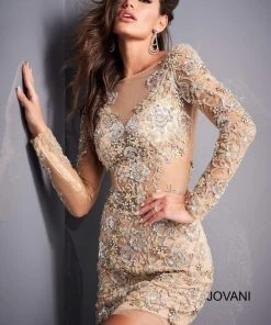 Jovani - 3011 Embellished Long Sleeve Fitted Dress 13 Jovani - 3011 Embellished Long Sleeve Fitted Dress