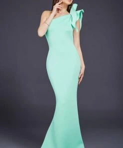 Jovani - 32602 Bow Accented Asymmetrical Mermaid Gown 24 Jovani - 32602 Bow Accented Asymmetrical Mermaid Gown
