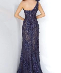 Jovani - 3375 One Shoulder Sweetheart Floral Sheath Dress