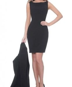 Jovani - 3551 Bateau Cape Sheath Cocktail Dress 16 Jovani - 3551 Bateau Cape Sheath Cocktail Dress