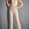 Jovani - 3816 Beaded One Shoulder Split Jumpsuit