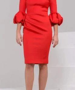 Jovani - 39738 Quarter Length Puff Detailed Dress