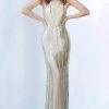 Jovani - 4076 Halter Fringe Beaded Sheath Dress 2 Jovani - 4076 Halter Fringe Beaded Sheath Dress