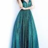Jovani - 4198 Glitter Plunging V-Neck Ballgown 1 Jovani - 4198 Glitter Plunging V-Neck Ballgown