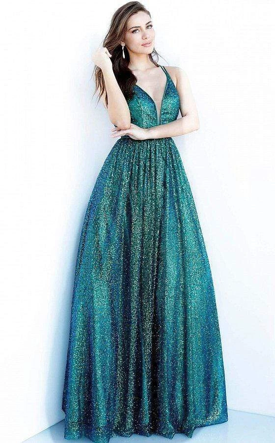 Jovani - 4198 Glitter Plunging V-Neck Ballgown 3 Jovani - 4198 Glitter Plunging V-Neck Ballgown