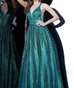 Jovani - 4198 Glitter Plunging V-Neck Ballgown 7 Jovani - 4198 Glitter Plunging V-Neck Ballgown