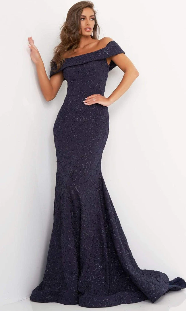 Jovani - 4564 Off Shoulder Floral Embossed Trumpet Gown 5 Jovani - 4564 Off Shoulder Floral Embossed Trumpet Gown