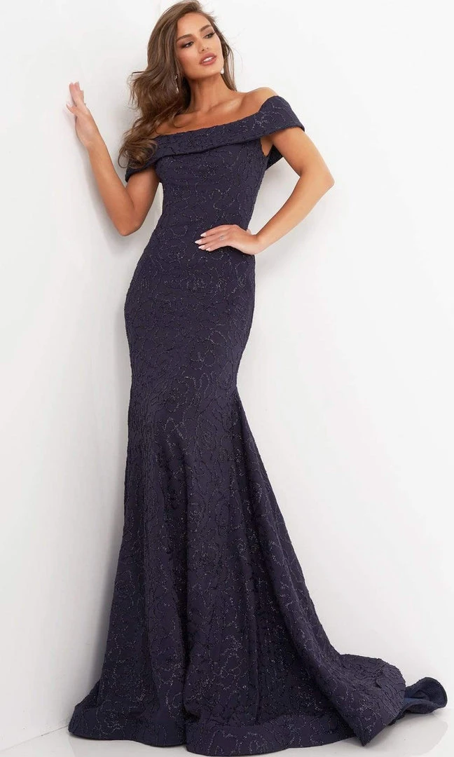 Jovani - 4564 Off Shoulder Floral Embossed Trumpet Gown 3 Jovani - 4564 Off Shoulder Floral Embossed Trumpet Gown