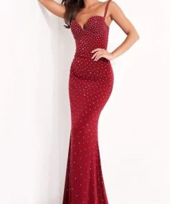 Jovani - 4728 Sweetheart Neckline Beaded Jersey Prom Dress