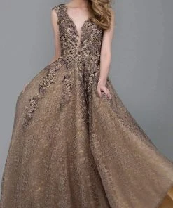 Jovani - 55877 Embellished Lace A-Line Evening Gown