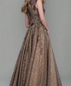 Jovani - 55877 Embellished Lace A-Line Evening Gown