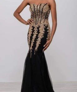 Jovani 5908 Strapless Sweetheart Corset Illusion Bodice Mermaid Gown