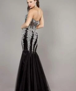 Jovani 5908 Strapless Sweetheart Corset Illusion Bodice Mermaid Gown