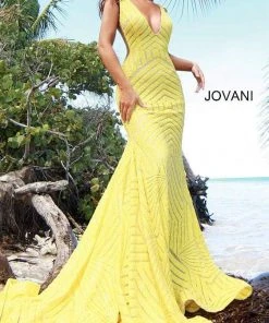 Jovani - 59762 Sexy Fitted Sequined Plunging Gown