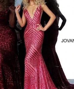 Jovani - 59762 Sexy Fitted Sequined Plunging Gown