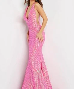 Jovani - 59762 Sexy Fitted Sequined Plunging Gown