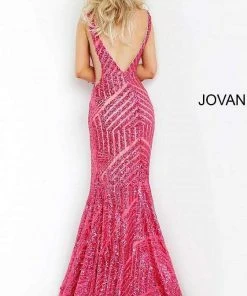 Jovani - 59762 Sexy Fitted Sequined Plunging Gown