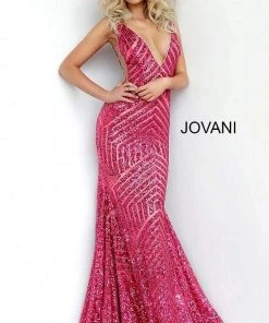 Jovani - 59762 Sexy Fitted Sequined Plunging Gown