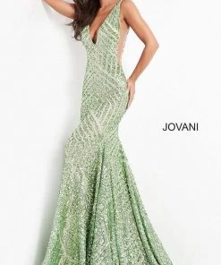 Jovani - 59762 Sexy Fitted Sequined Plunging Gown