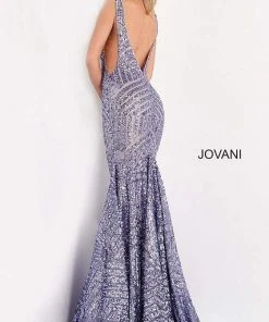 Jovani - 59762 Sexy Fitted Sequined Plunging Gown