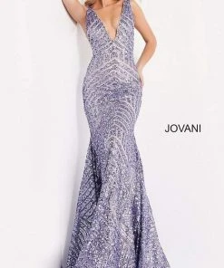 Jovani - 59762 Sexy Fitted Sequined Plunging Gown