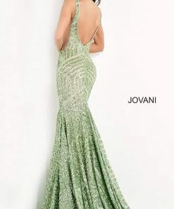 Jovani - 59762 Sexy Fitted Sequined Plunging Gown
