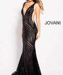 Jovani - 59762 Sexy Fitted Sequined Plunging Gown