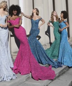 Jovani - 60122 Off Shoulder Sweetheart Neck Glitter Mermaid Gown 24 Jovani - 60122 Off Shoulder Sweetheart Neck Glitter Mermaid Gown