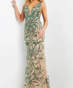 Jovani - 60289 Embellished Plunging V Neck Dress