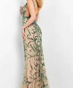 Jovani - 60289 Embellished Plunging V Neck Dress