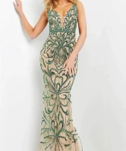 Jovani - 60289 Embellished Plunging V Neck Dress