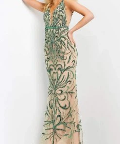 Jovani - 60289 Embellished Plunging V Neck Dress