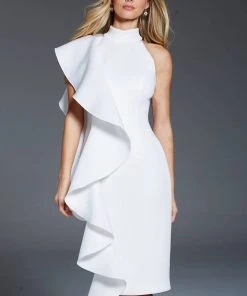 Jovani - 60297 Cascading Ruffled High Neck Dress