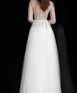 Jovani - 60325 Embellished Plunging V Neck A-line Gown