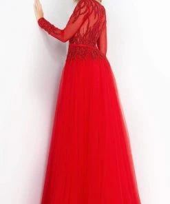 Jovani - 60325 Embellished Plunging V Neck A-line Gown